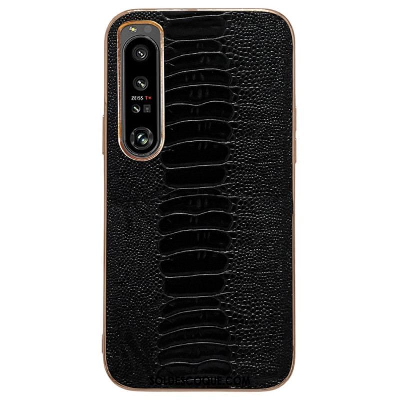 Coque Sony Xperia 5 IV Cuir Véritable Style Crocodile