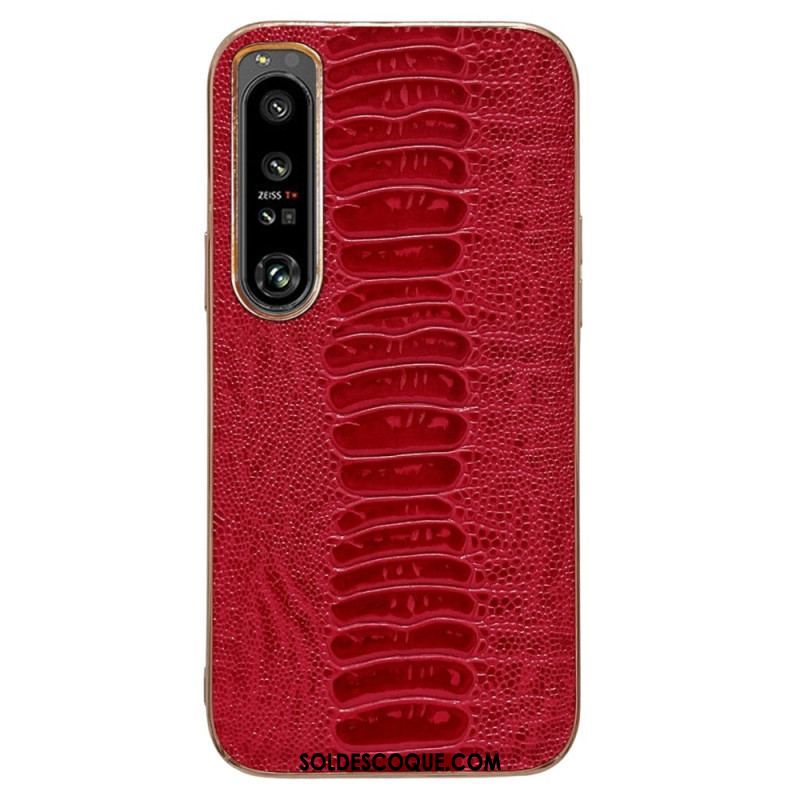 Coque Sony Xperia 5 IV Cuir Véritable Style Crocodile