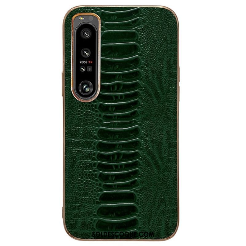 Coque Sony Xperia 5 IV Cuir Véritable Style Crocodile