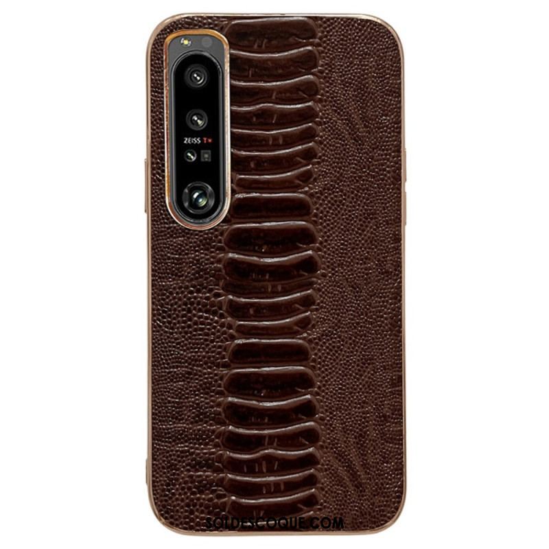 Coque Sony Xperia 5 IV Cuir Véritable Style Crocodile