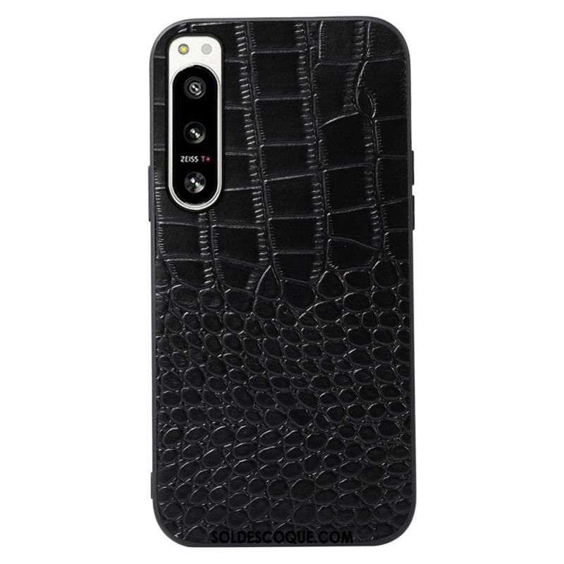 Coque Sony Xperia 5 IV Cuir Véritable Texture Crocodile