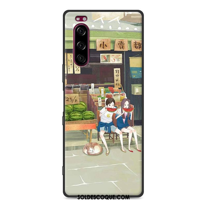 Coque Sony Xperia 5 Jaune Étui Téléphone Portable Fluide Doux Silicone En Vente
