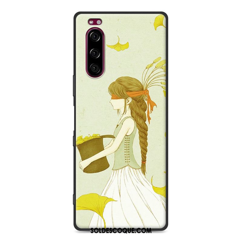 Coque Sony Xperia 5 Jaune Étui Téléphone Portable Fluide Doux Silicone En Vente