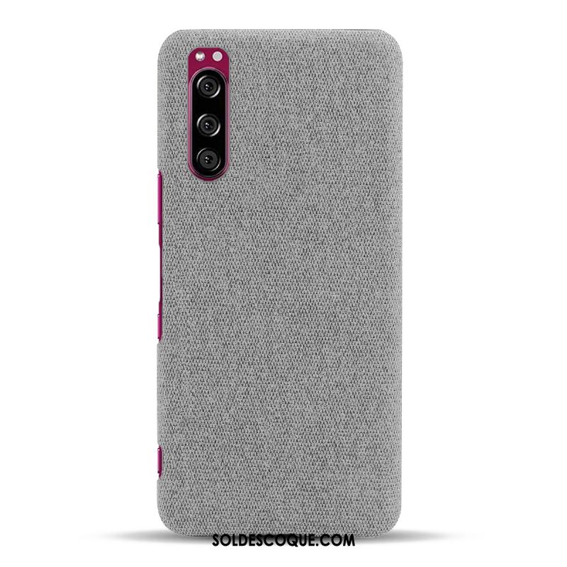 Coque Sony Xperia 5 Protection Rouge Étui Tissu Légères En Ligne