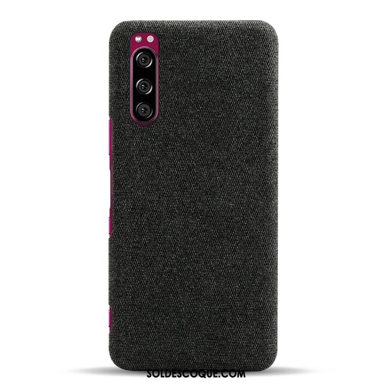 Coque Sony Xperia 5 Protection Rouge Étui Tissu Légères En Ligne