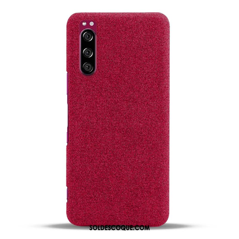 Coque Sony Xperia 5 Protection Rouge Étui Tissu Légères En Ligne