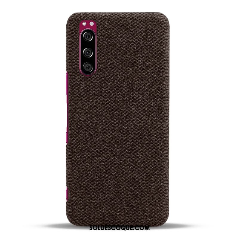 Coque Sony Xperia 5 Protection Rouge Étui Tissu Légères En Ligne