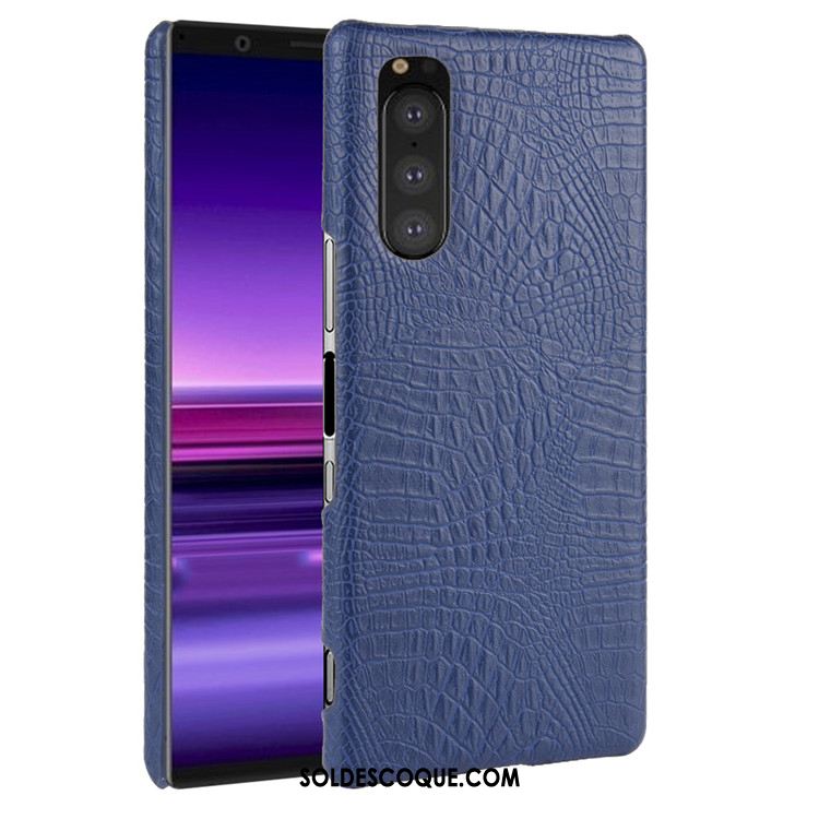 Coque Sony Xperia 5 Qualité Crocodile Modèle Sac Noir Étui France