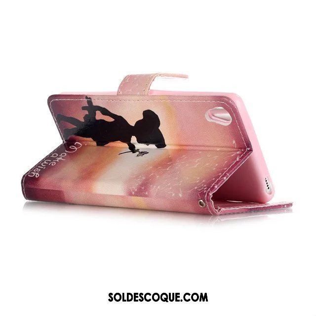 Coque Sony Xperia E5 Rose Étui En Cuir Téléphone Portable Protection Soldes