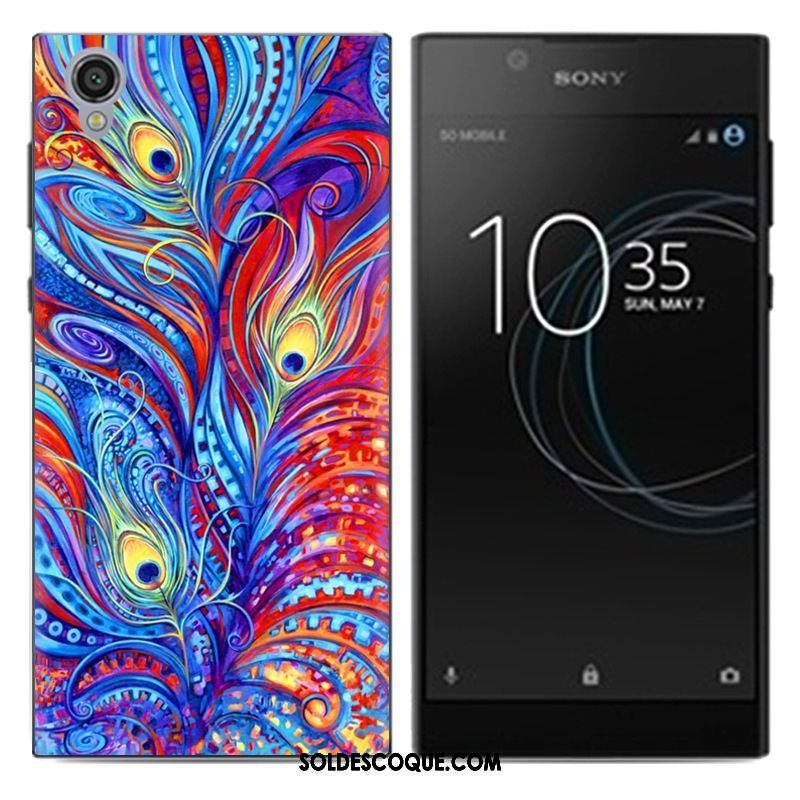 Coque Sony Xperia L1 Noir Fluide Doux Peinture Téléphone Portable Pu En Vente