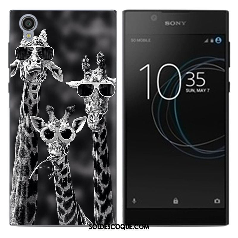Coque Sony Xperia L1 Noir Fluide Doux Peinture Téléphone Portable Pu En Vente