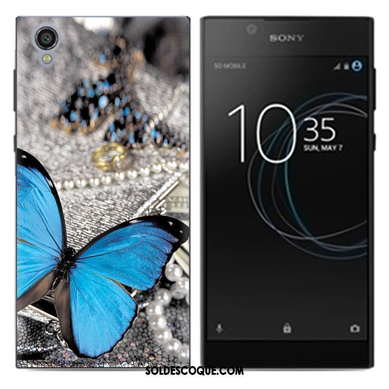 Coque Sony Xperia L1 Noir Fluide Doux Peinture Téléphone Portable Pu En Vente