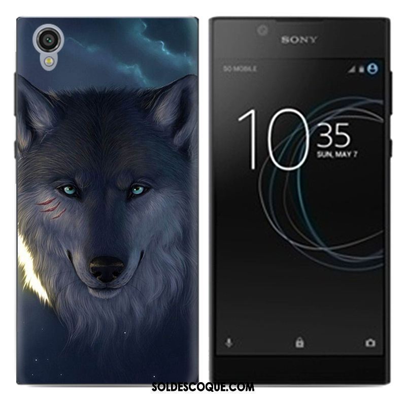 Coque Sony Xperia L1 Noir Fluide Doux Peinture Téléphone Portable Pu En Vente