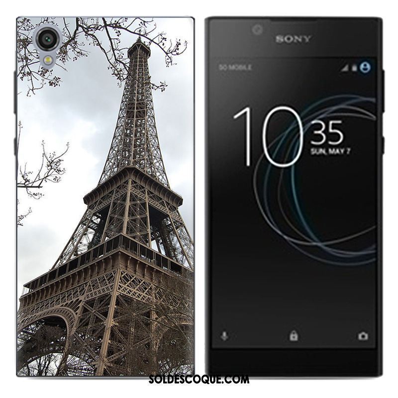 Coque Sony Xperia L1 Noir Fluide Doux Peinture Téléphone Portable Pu En Vente