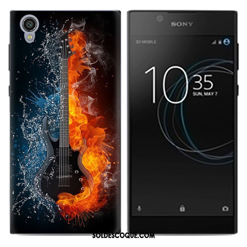 Coque Sony Xperia L1 Noir Fluide Doux Peinture Téléphone Portable Pu En Vente