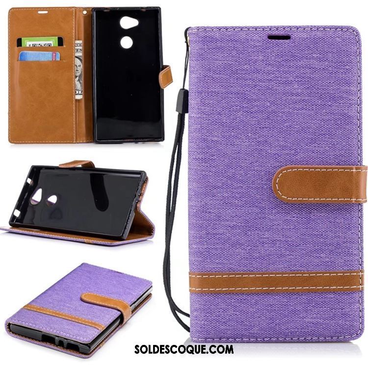 Coque Sony Xperia L2 Incassable En Denim Pure Étui En Cuir Support France