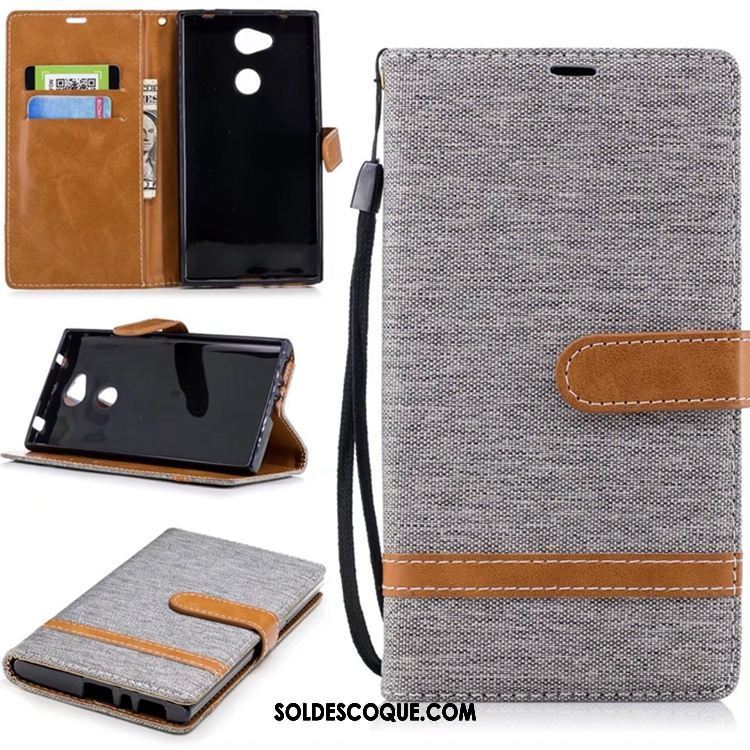 Coque Sony Xperia L2 Incassable En Denim Pure Étui En Cuir Support France