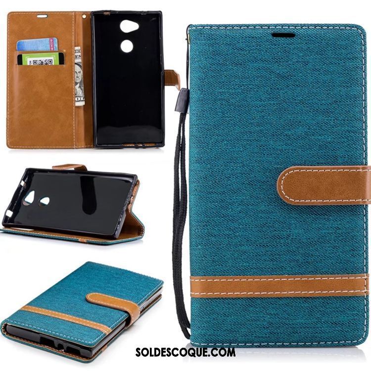 Coque Sony Xperia L2 Incassable En Denim Pure Étui En Cuir Support France