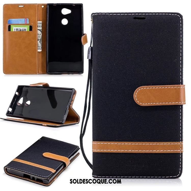 Coque Sony Xperia L2 Incassable En Denim Pure Étui En Cuir Support France