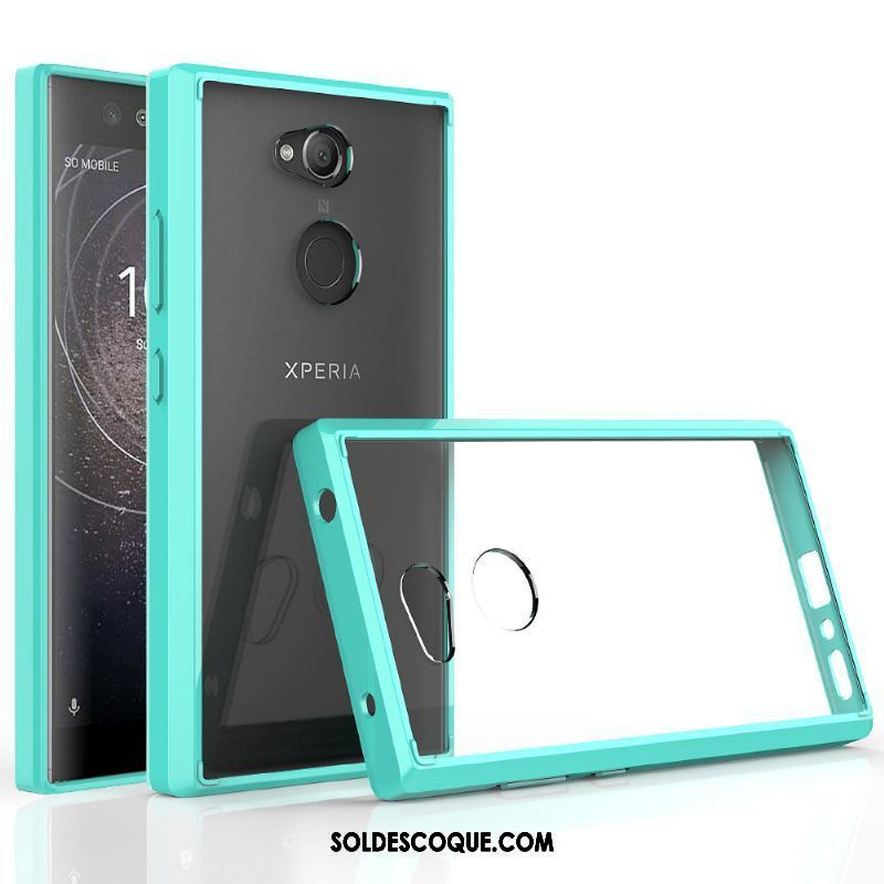 Coque Sony Xperia L2 Incassable Téléphone Portable Transparent Border Vert Housse Soldes