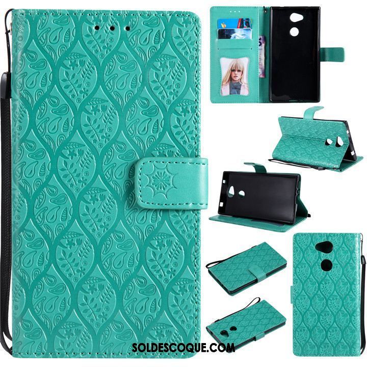 Coque Sony Xperia L2 Incassable Étui Téléphone Portable Étui En Cuir Bleu Pas Cher