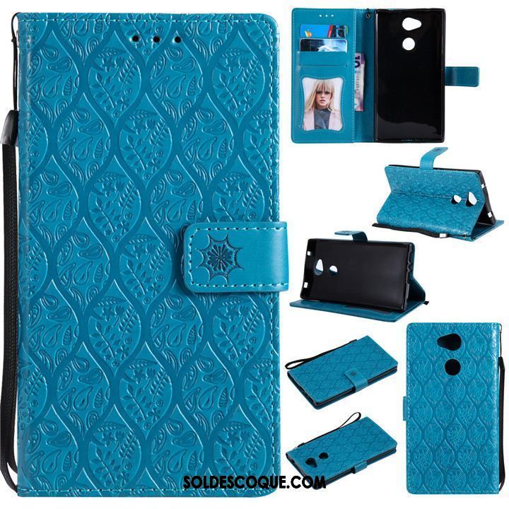 Coque Sony Xperia L2 Incassable Étui Téléphone Portable Étui En Cuir Bleu Pas Cher