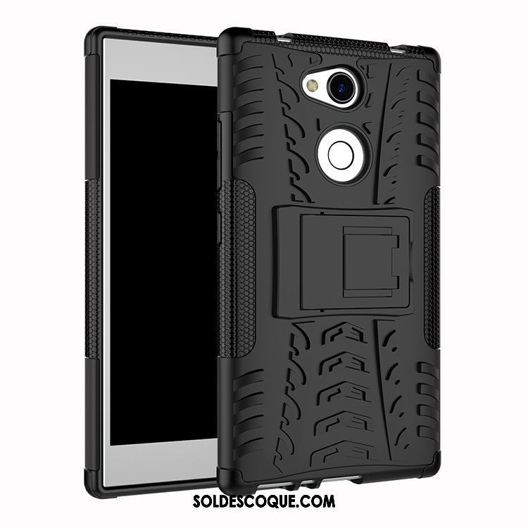 Coque Sony Xperia L2 Protection Membrane Tempérer Support Noir Pas Cher