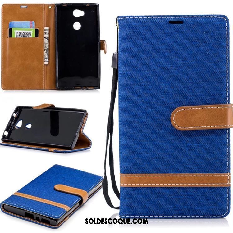 Coque Sony Xperia L2 Pure En Denim Étui En Cuir Téléphone Portable Support Pas Cher