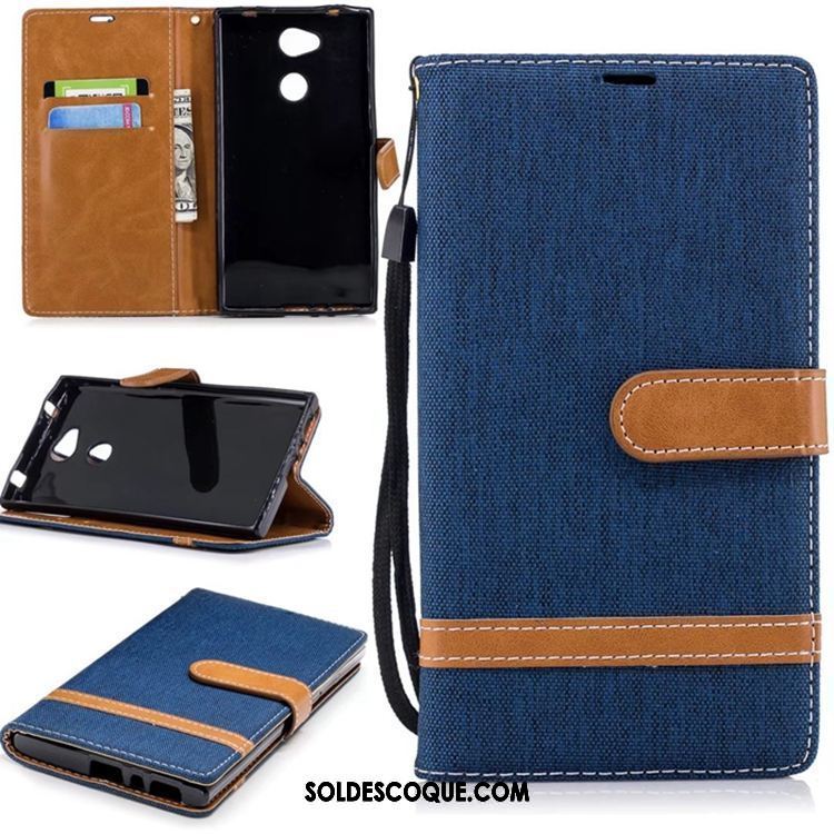 Coque Sony Xperia L2 Pure En Denim Étui En Cuir Téléphone Portable Support Pas Cher