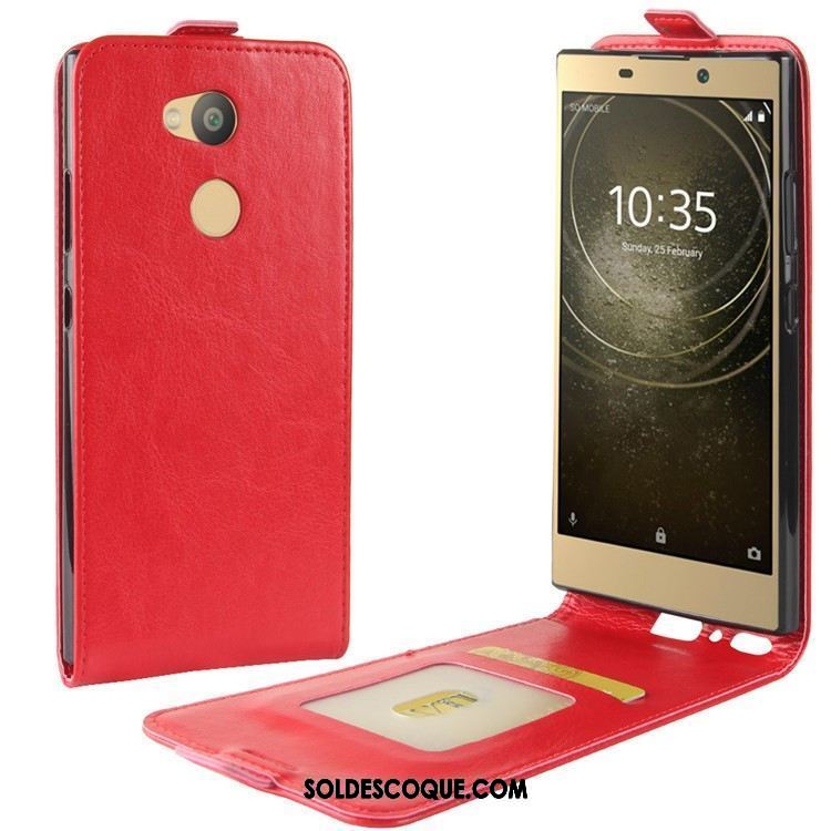 Coque Sony Xperia L2 Rouge Étui En Cuir Protection Téléphone Portable Soldes