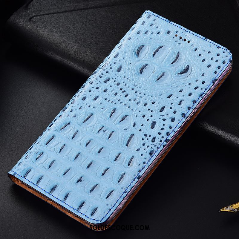 Coque Sony Xperia L3 Bleu Incassable Étui En Cuir Crocodile Protection Soldes