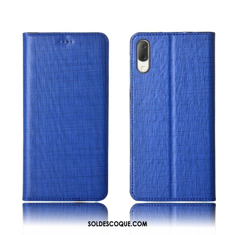 Coque Sony Xperia L3 Bleu Étui En Cuir Silicone Cuir Véritable Nouveau Soldes