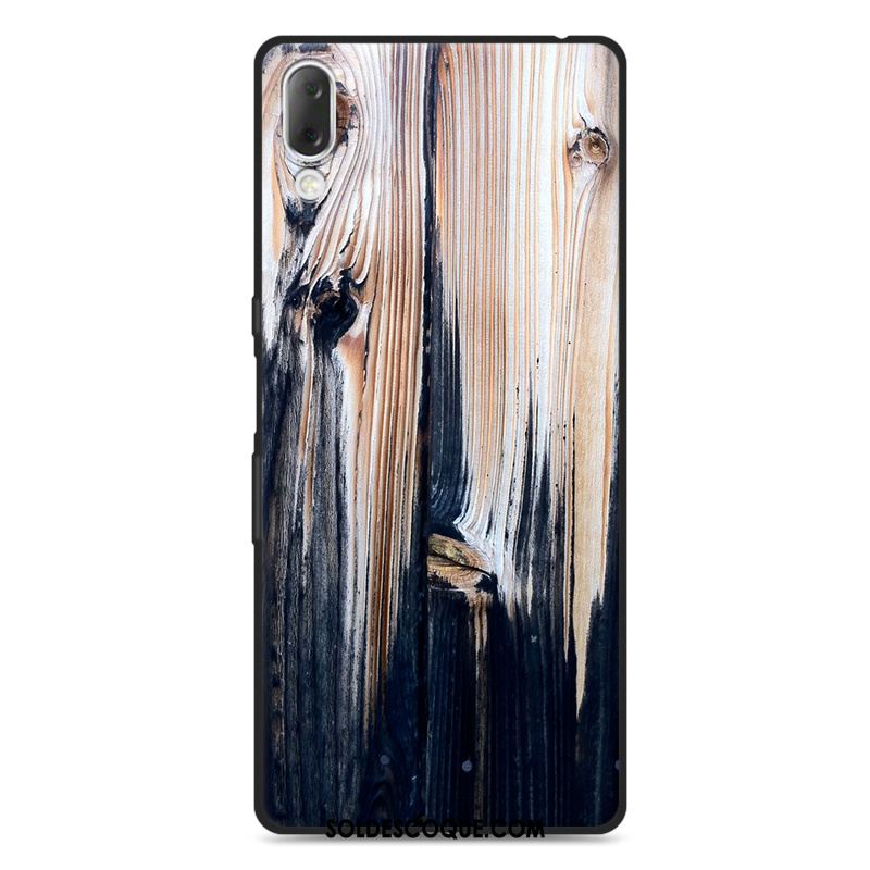 Coque Sony Xperia L3 Grand Modèle Fleurie Gris Fluide Doux Peinture En Vente