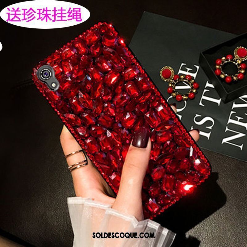 Coque Sony Xperia Xa Protection Téléphone Portable Net Rouge Étui Strass Pas Cher