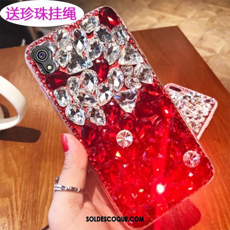 Coque Sony Xperia Xa Protection Téléphone Portable Net Rouge Étui Strass Pas Cher