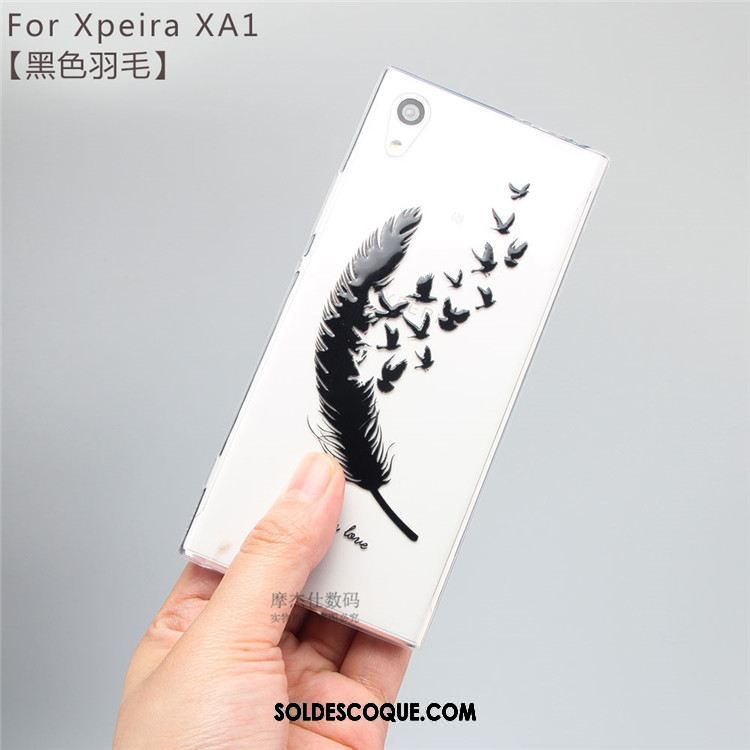 Coque Sony Xperia Xa1 Incassable Transparent Dessin Animé Blanc Étui Pas Cher