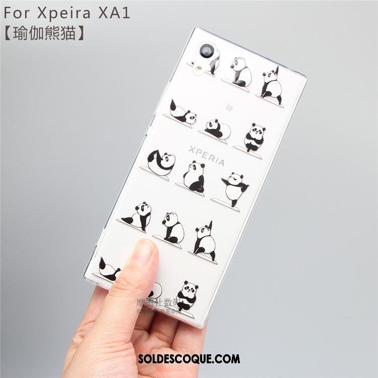 Coque Sony Xperia Xa1 Incassable Transparent Dessin Animé Blanc Étui Pas Cher
