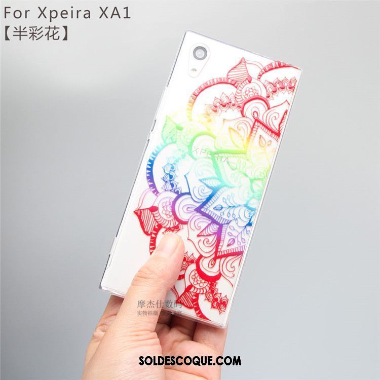 Coque Sony Xperia Xa1 Incassable Transparent Dessin Animé Blanc Étui Pas Cher