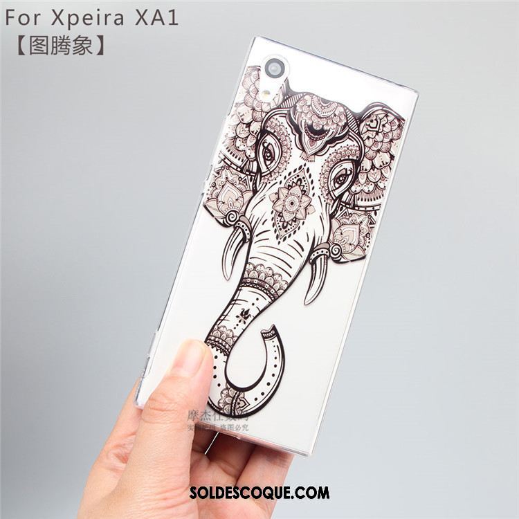 Coque Sony Xperia Xa1 Incassable Transparent Dessin Animé Blanc Étui Pas Cher