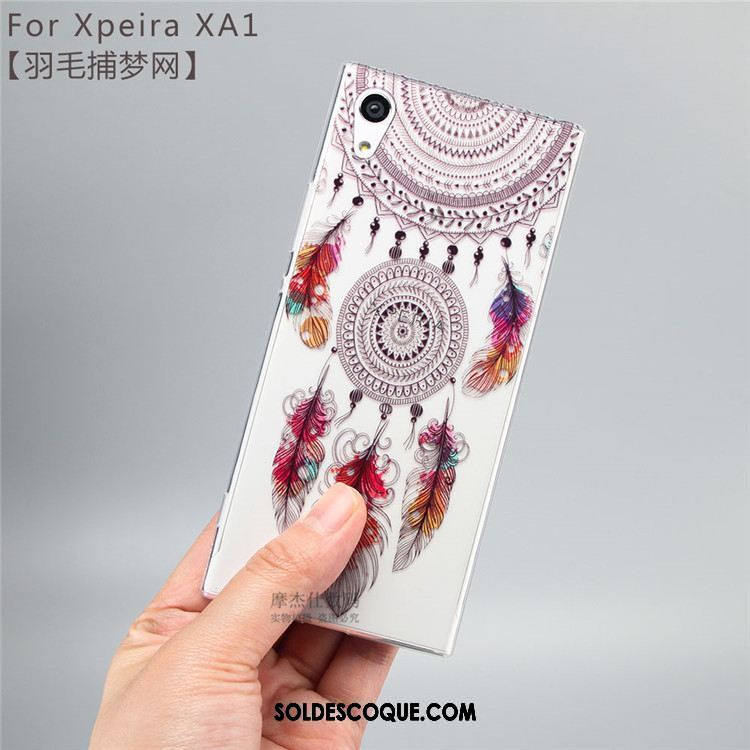 Coque Sony Xperia Xa1 Incassable Transparent Dessin Animé Blanc Étui Pas Cher