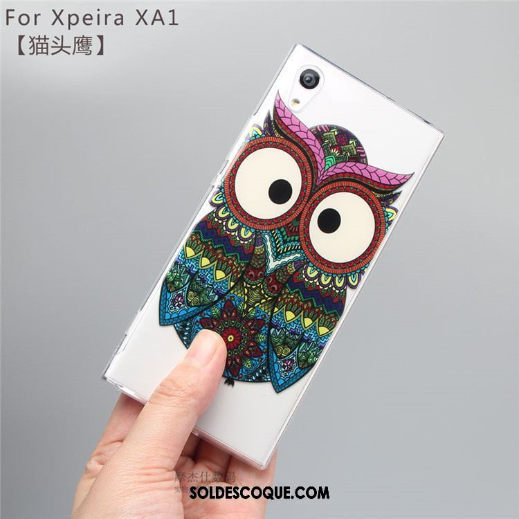 Coque Sony Xperia Xa1 Incassable Transparent Dessin Animé Blanc Étui Pas Cher