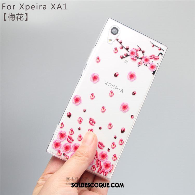 Coque Sony Xperia Xa1 Incassable Transparent Dessin Animé Blanc Étui Pas Cher