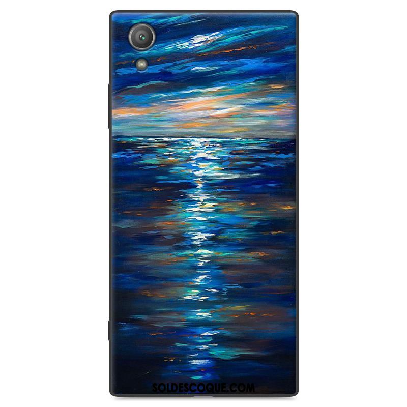 Coque Sony Xperia Xa1 Plus Bleu Délavé En Daim Étui Silicone Protection Housse En Vente