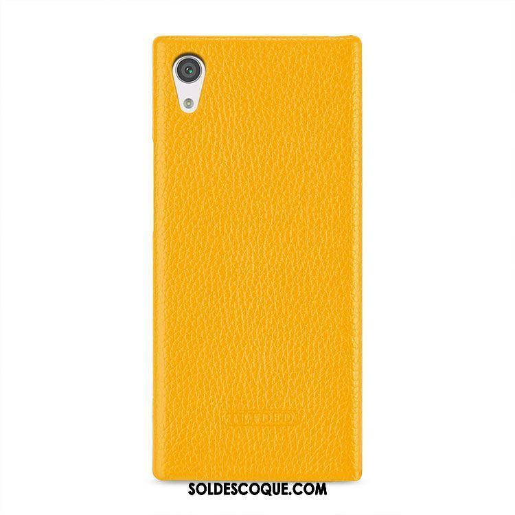 Coque Sony Xperia Xa1 Plus Jaune Étui Téléphone Portable Cuir Véritable Étui En Cuir France