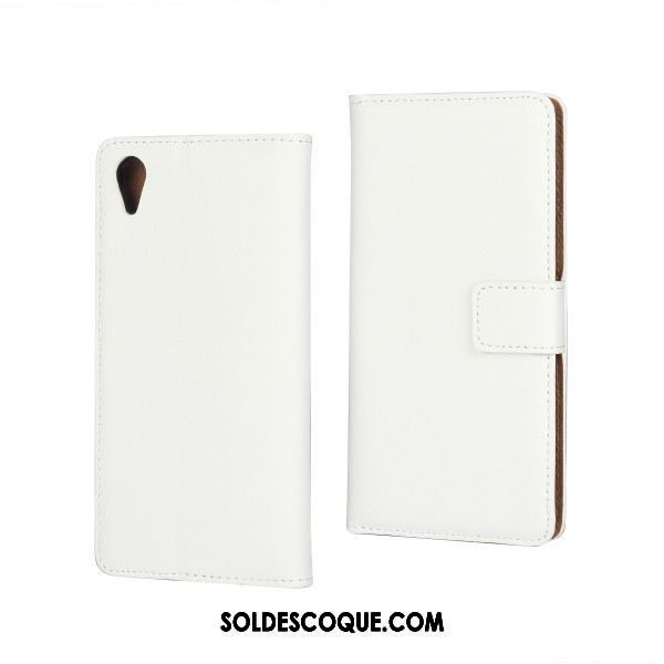 Coque Sony Xperia Xa1 Plus Téléphone Portable Portefeuille Modèle Fleurie Cuir Véritable Bleu Soldes