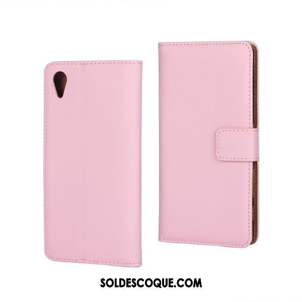 Coque Sony Xperia Xa1 Plus Téléphone Portable Portefeuille Modèle Fleurie Cuir Véritable Bleu Soldes