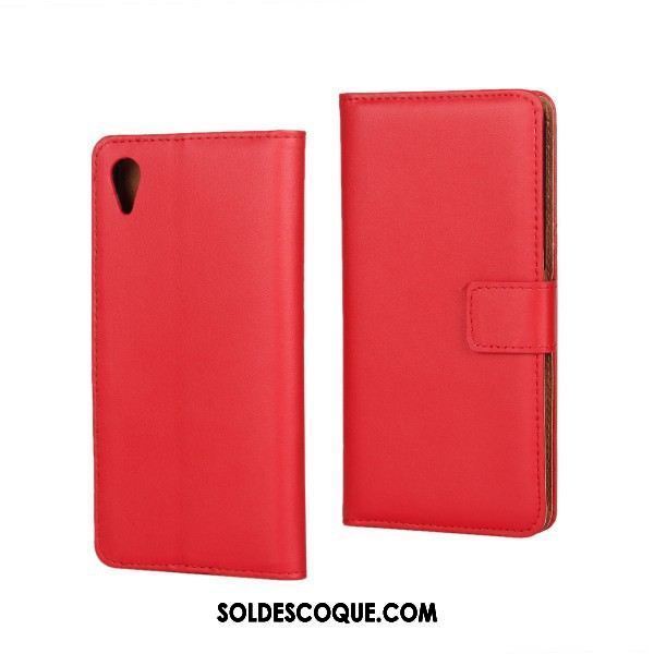 Coque Sony Xperia Xa1 Plus Téléphone Portable Portefeuille Modèle Fleurie Cuir Véritable Bleu Soldes