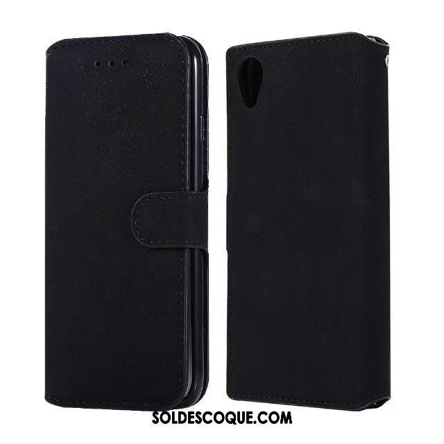 Coque Sony Xperia Xa1 Plus Téléphone Portable Étui En Cuir Gris Protection Pas Cher