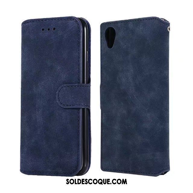 Coque Sony Xperia Xa1 Plus Téléphone Portable Étui En Cuir Gris Protection Pas Cher