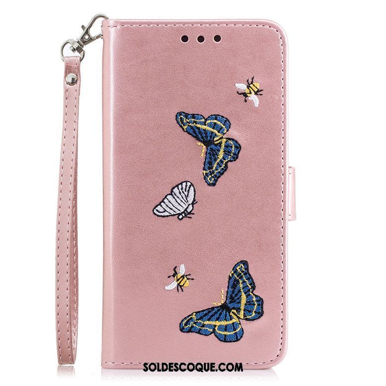 Coque Sony Xperia Xa1 Téléphone Portable Rose Étui En Cuir Fluide Doux Portefeuille Pas Cher